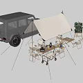 Outdoor Camping Table And Chair Set With Portable Folding Chairs And Car Tent