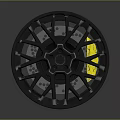 Black Car Wheel Rim With Yellow Center And Alloy Design For Automotive Vehicles