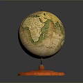 Vintage Globe With Wooden Base And Colorful Map Design On Stand