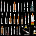 Various Space Rockets Shuttles Satellites and Launch Vehicles 3d model