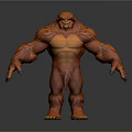 Fierce Orange Fur Monster Character With Muscular Build Sharp Claws And Standing Posture