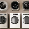 Various Types Of Washing Machines With Control Panels In White Beige Silver Designs