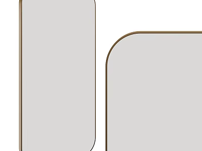 Two Modern Rectangular Mirrors With Rounded Corners And Brown Frames For Home Interior 3d model