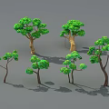 Different Types Of Green Leafy Trees With Various Heights And Shapes