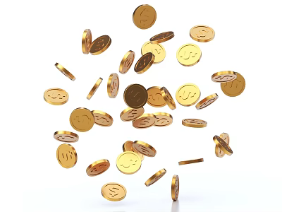 Elegant Gold Coin Jewelry With Dynamic Flying Design Details On 3d model