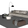 Modern Sofa Coffee Table Combination Fabric Sofa Three-Person Sofa Single-Person Leather Sofa Stool Floor Lamp Side Table 3d model