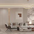 Modern Luxurious Living and Dining Room Interior With Open Concept Sofa Coffee Table And Chandelier
