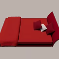Red Modern Double Bed With Comfortable Mattress And Soft Pillows