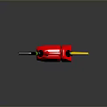 Red Industrial Fuel Container With Black And Yellow Hoses And Safety Label