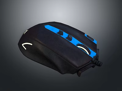 Ergonomic Black Gaming Mouse With Blue LED Lights And Responsive Control Buttons 3d model
