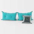 Decorative Blue And Gray Pillows With Button Accents For Home Sofa Decor 3d model
