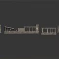 Classic Stone Architectural Scene Components With Balustrades Railings And Pillars