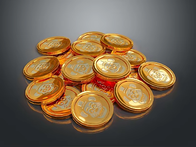 Shiny Golden Coins With Detailed Patterns Stacked As Decorative Household Accessories 3d model