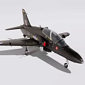 Black Military Two Seater Fighter Jet With Landing Gear And Insignia On Ground