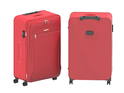 Red Stylish Travel Suitcase With Rolling Wheels And Durable Handle Design 3d model