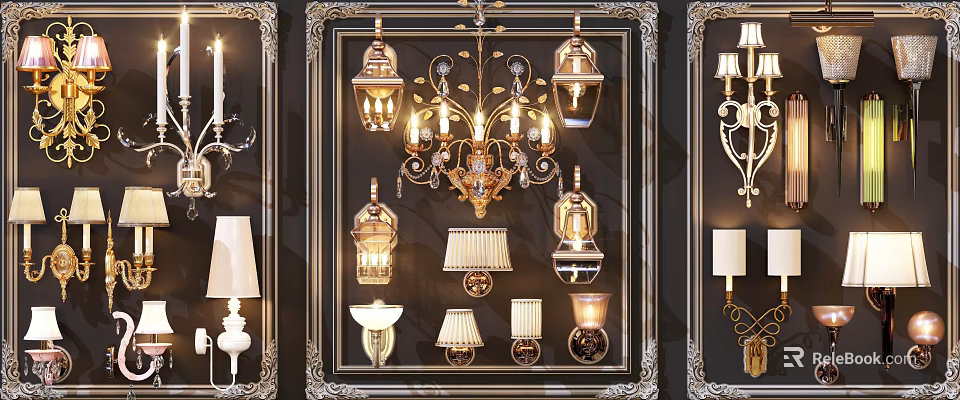 Elegant Wall Lamps With Metal Frame And Glass Shades For Home Decor 3d model 
