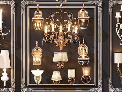 Elegant Wall Lamps With Metal Frame And Glass Shades For Home Decor 3d model