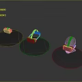 Three Modern Black Computer Peripherals With Polygonal Base And Stand Design