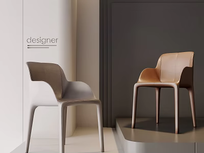 Modern Designer Dining Chairs With Light Gray And Brown Stylish Design 3d model