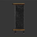 Vintage Safe Cabinet With Black Leather Like Surface Wooden Trim Metal Legs And Combination Lock