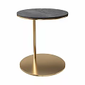 Elegant Modern Round Side Table With Smooth Marble Top And Gold Metal Base 3d model