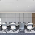 Large Modern Conference Room Interior With Row Seats Ceiling Light Strips And Windows 3d model