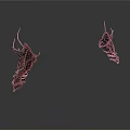 Detailed Organ And Hair Structures With Red Dark Textured Surfaces And Elongated Filament Appendages