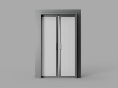 Modern Sliding Door With Glass Panels And Sleek Metal Frame Design 3d model
