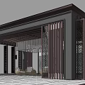 Modern Pergola With Lattice Sides Sofa Coffee Table And Tile Floor