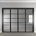 Modern Black Framed Ribbed Glass Panel Folding Door for Interior Decoration 3d model