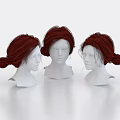 Decorative Ornament Set Featuring White Head Mannequins with Brown Bun Hairstyles