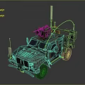 Military Camouflage Tank Exterior With Roof Antenna Equipment And Front Headlights