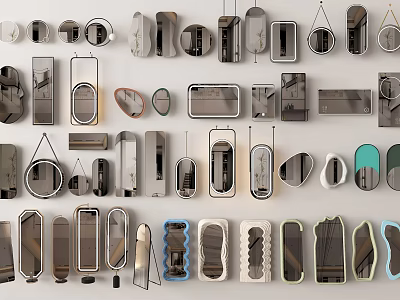 Variety Of Stylish Mirrors In Different Shapes 3d model