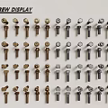 Hardware Tools Screw Display With Various Metal Fasteners And Different Head Styles 3d model