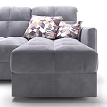 Gray Sectional Sofa With Geometric Pattern Decorative Pillows And Modern Design 3d model