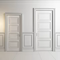 White Flush Doors With Panel Design In Modern Gray Wall Interior 3d model