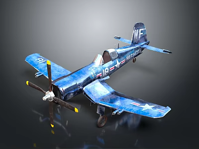 Space Themed Blue Propeller Aircraft Model With Star Stripes Design And Number 15 3d model