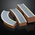 Curved And Straight Road Segment Models With Brick Base Gray Pavement White Lane Lines 3d model