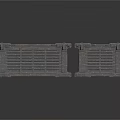 Two Gray Metal Grille Scene Components With Grid And Bolt Details