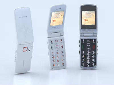 Nokia Classic Flip Mobile Phones Displayed in Three Different Angles with Open and Closed Designs 3d model
