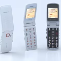 Nokia Classic Flip Mobile Phones Displayed in Three Different Angles with Open and Closed Designs