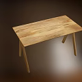 Natural Wooden Table With Minimalist Design And Smooth Surface 3d model