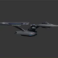 Enterprise Starship With Disc Shaped Hull And Silver Blue Engine Nacelles For Space Exploration