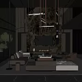 Modern Duplex Living Room With Floor To Ceiling Windows Hanging Pendant Lights And Leather Sofas