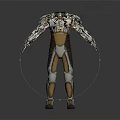 Futuristic Sci Fi Armored Suit With White Brown And Gold Design