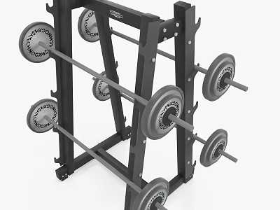 Black Multi Barbell Storage Rack For Gym Weight Training Equipment 3d model