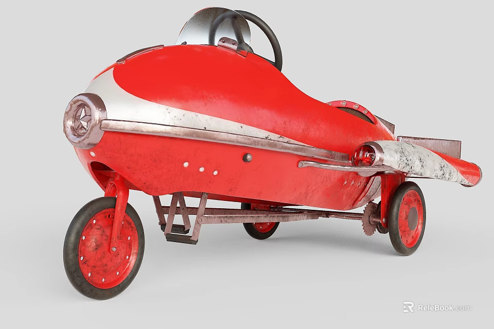 Vintage Red Toy Car With Retro Aesthetic And Unique Design 3d model 