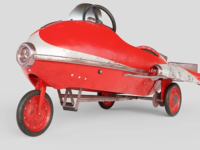 Vintage Red Toy Car With Retro Aesthetic And Unique Design 3d model