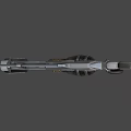 3D Rendered Sci-Fi Gun Featuring Silver Metallic Texture Complex Mechanical Structure And Yellow Triangle Symbol