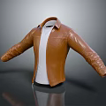 Stylish Brown Leather Jacket With White T-Shirt Long Sleeves And Collared Design